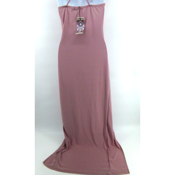 Boohoo Size 10 wrap Strappy Maxi Dress Spaghetti Strap Sleeveless pink mauve - Picture 8 of 11